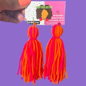 Handmade Orange and Pink Tassel Earrings